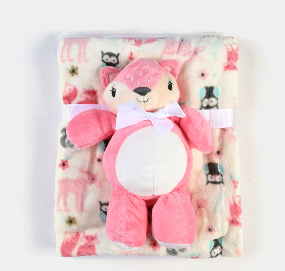 Süße Babydecke mit Plüsch-Spielzeug